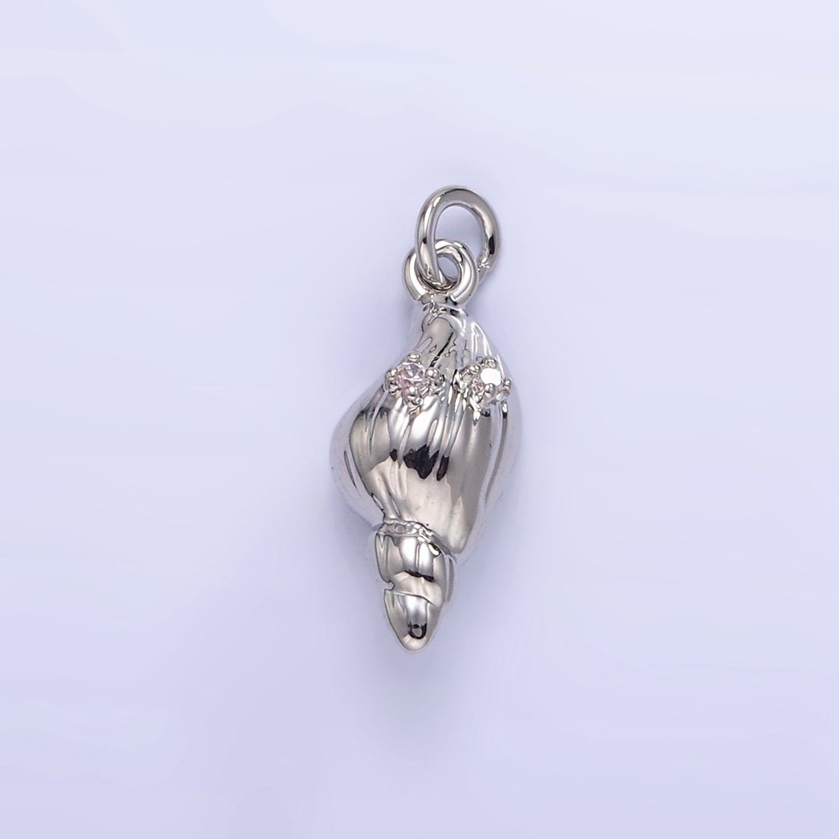 16K Gold Filled 17mm CZ Clam Sea Shell Mini Charm in Gold &amp; Silver | E390