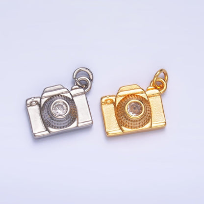 16K Gold Filled 13.5mm CZ Digital Camera Photography Charm in Gold &amp; Silver | Y-00464