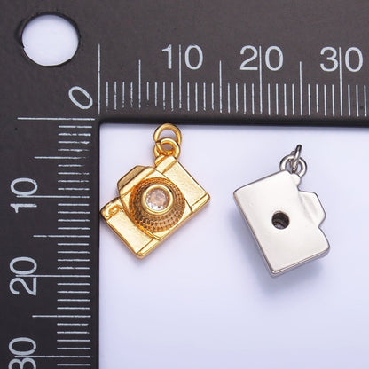 16K Gold Filled 13.5mm CZ Digital Camera Photography Charm in Gold &amp; Silver | Y-00464