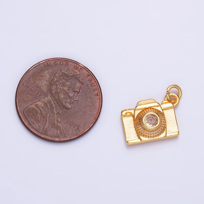 16K Gold Filled 13.5mm CZ Digital Camera Photography Charm in Gold &amp; Silver | Y-00464