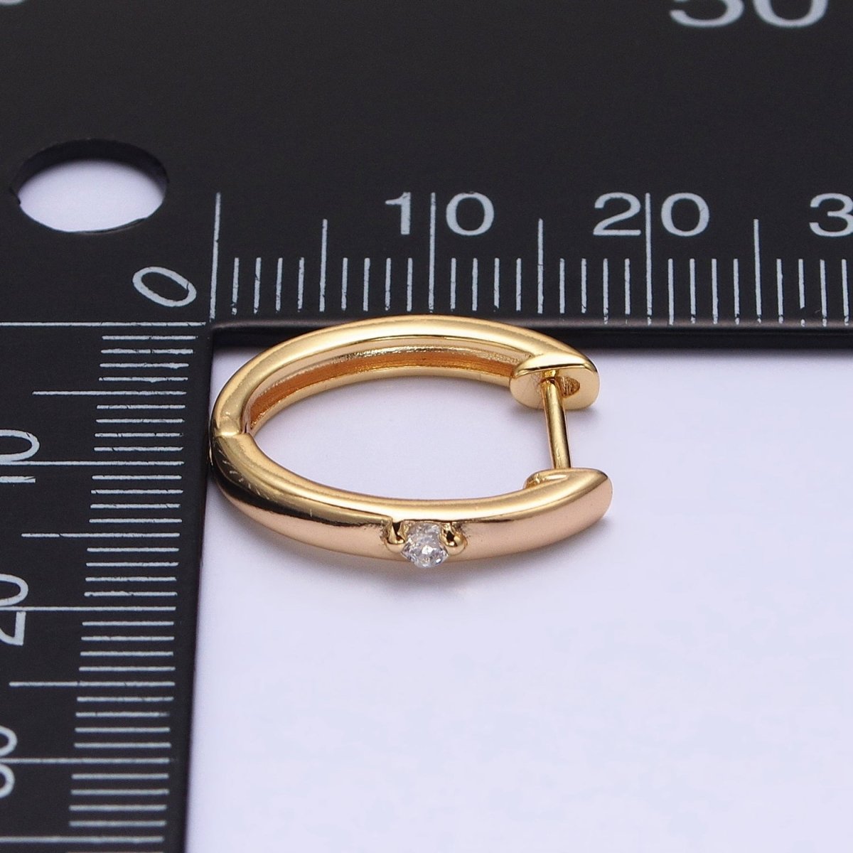 16K Gold Filled CZ Dotted Oval Minimalist Huggie Earrings in Gold &amp; Silver | AB954 AB805