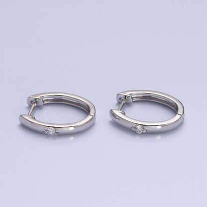 16K Gold Filled CZ Dotted Oval Minimalist Huggie Earrings in Gold &amp; Silver | AB954 AB805