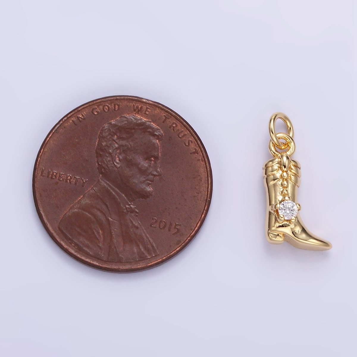 16K Gold Filled 12mm CZ West Cowboy Boots 3D Multidimensional Charm in Gold &amp; Silver | AC113