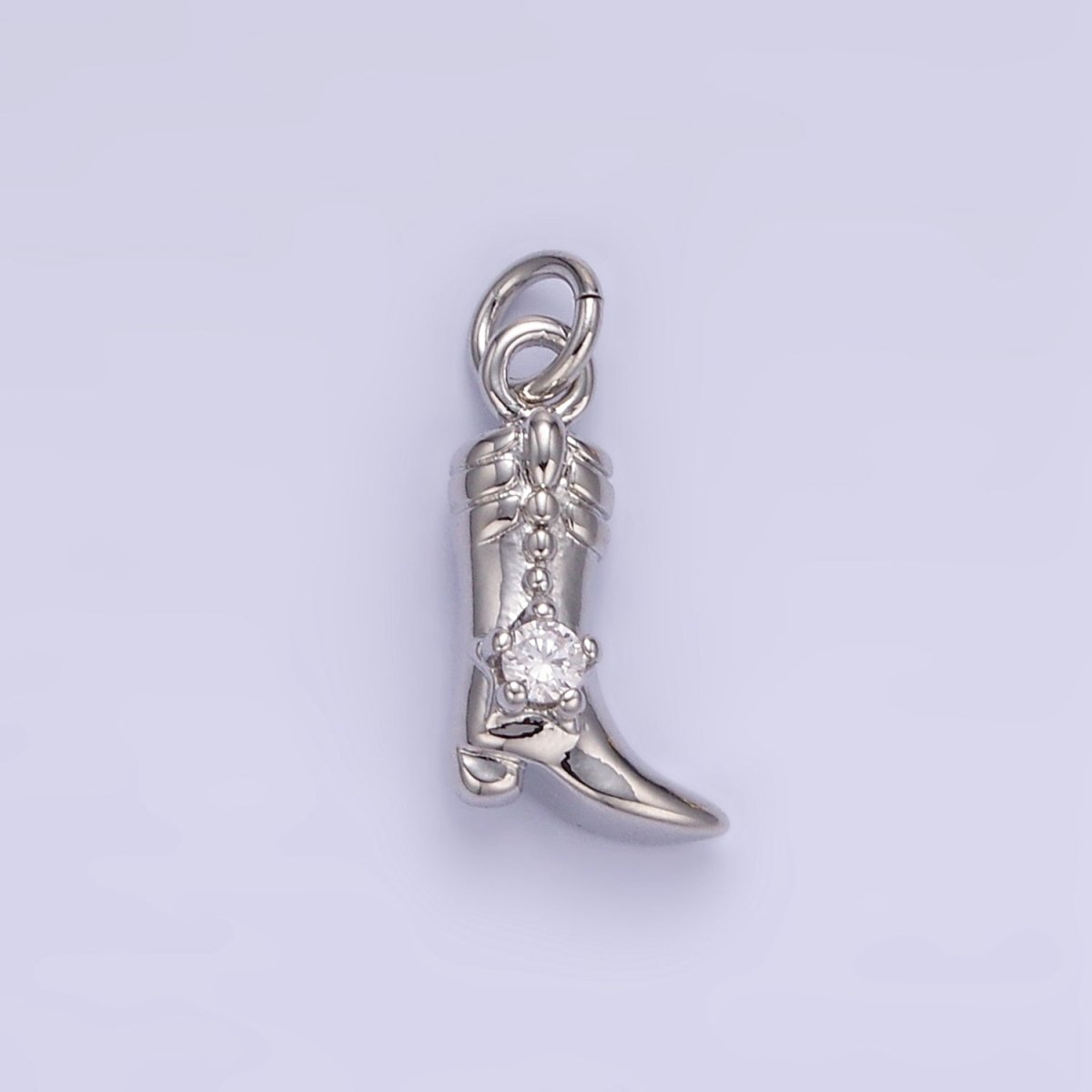 16K Gold Filled 12mm CZ West Cowboy Boots 3D Multidimensional Charm in Gold &amp; Silver | AC113