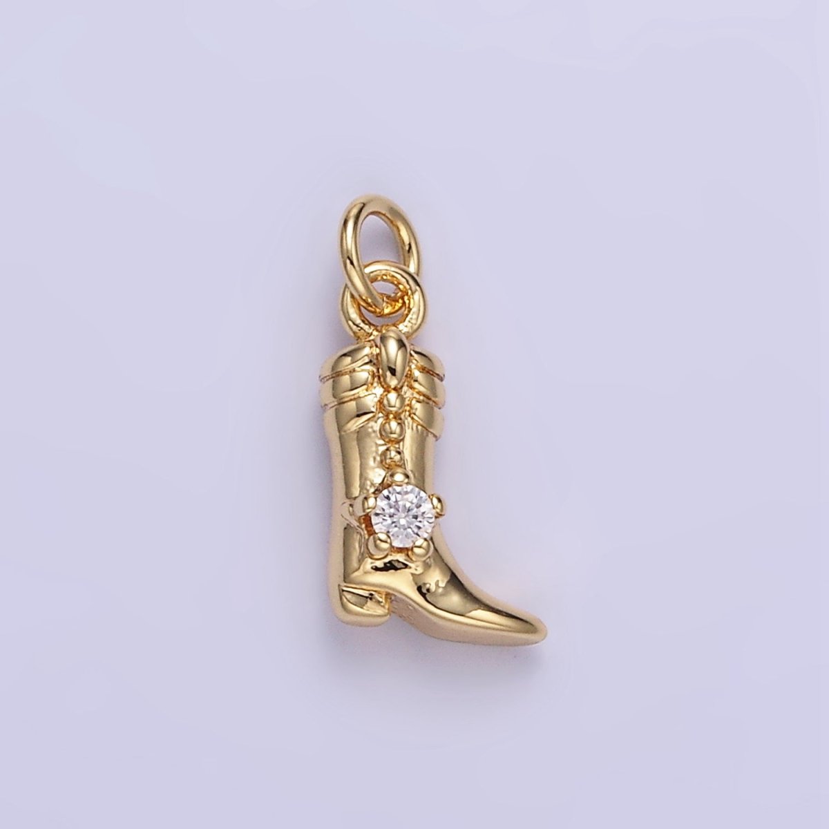 16K Gold Filled 12mm CZ West Cowboy Boots 3D Multidimensional Charm in Gold &amp; Silver | AC113