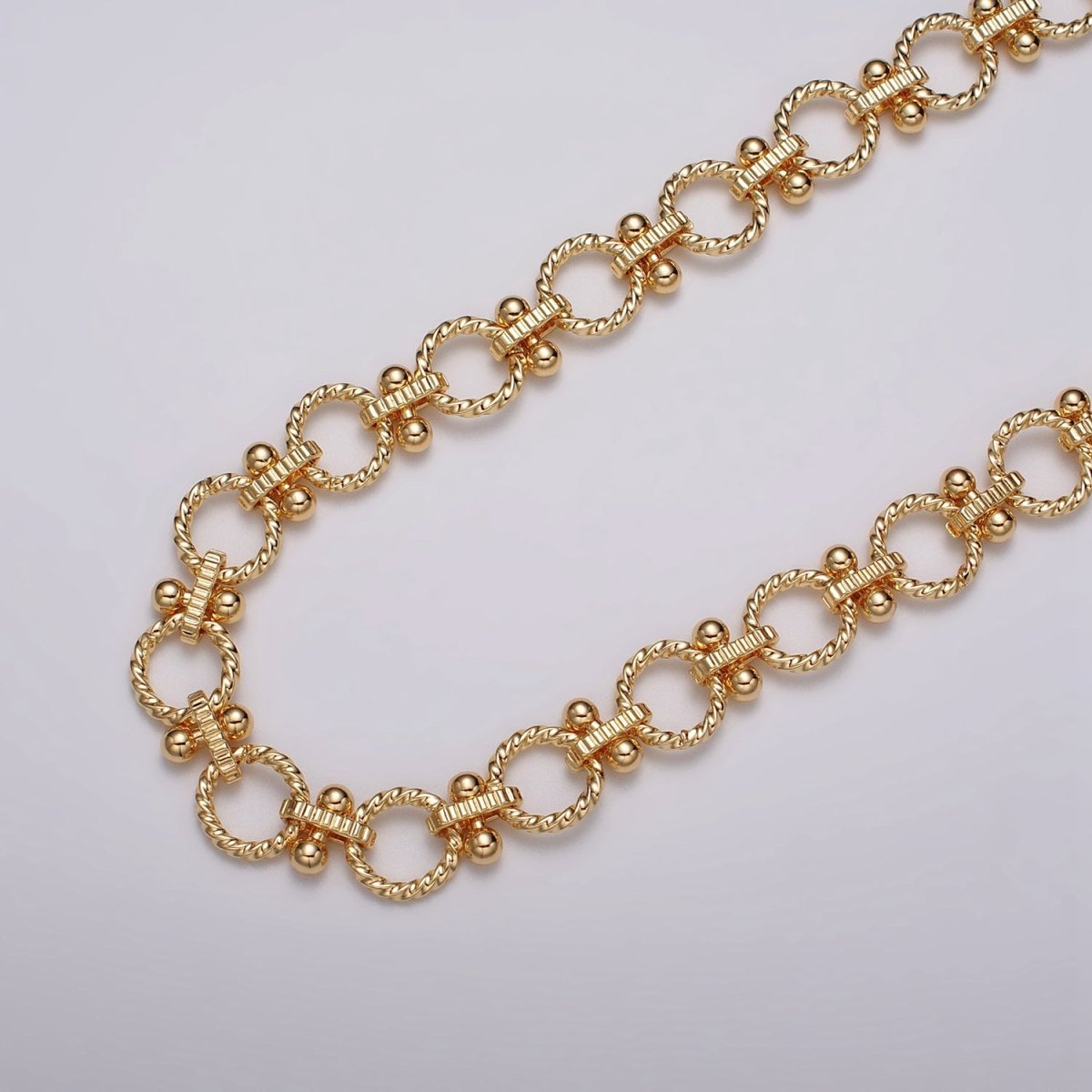 16k Gold Plated Designed Twisted Rolo Link Unfinished Chain in Gold &amp; Silver by Yard | ROLL-1165 ROLL-1166 Clearance Pricing