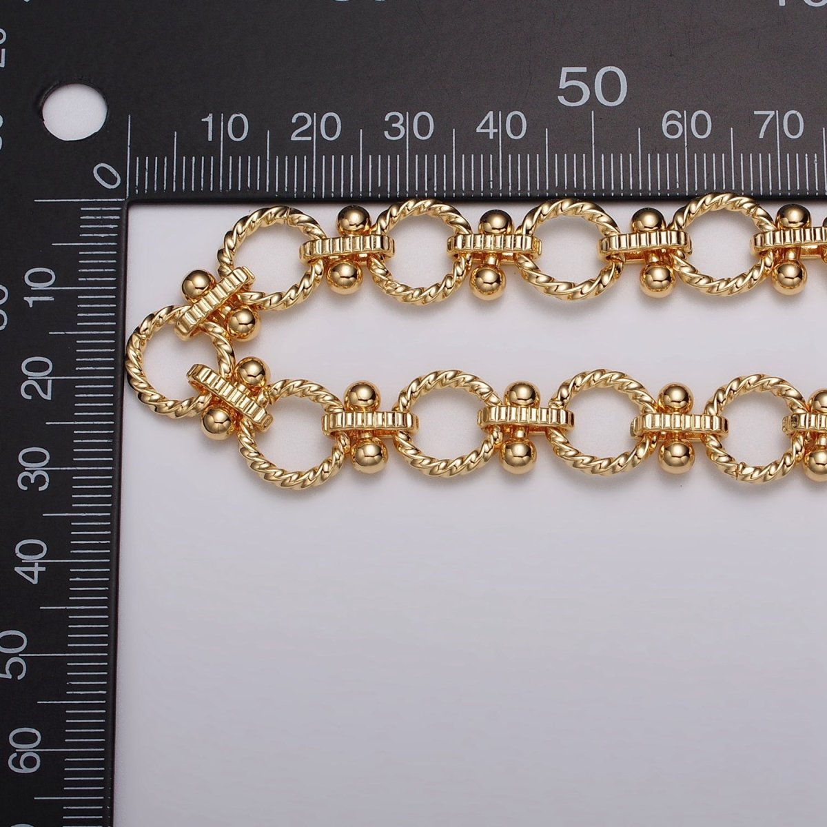 16k Gold Plated Designed Twisted Rolo Link Unfinished Chain in Gold &amp; Silver by Yard | ROLL-1165 ROLL-1166 Clearance Pricing