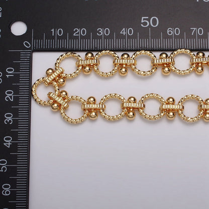 16k Gold Plated Designed Twisted Rolo Link Unfinished Chain in Gold &amp; Silver by Yard | ROLL-1165 ROLL-1166 Clearance Pricing