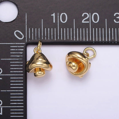 16K Gold Filled Dotted Chubby Mushroom Mini Minimalist Add-On Charm | AG418
