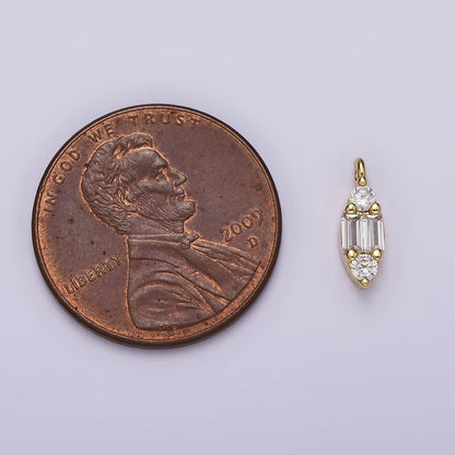 16K Gold Filled Double Baguette CZ Marquise-Shaped Mini Charm | N-969