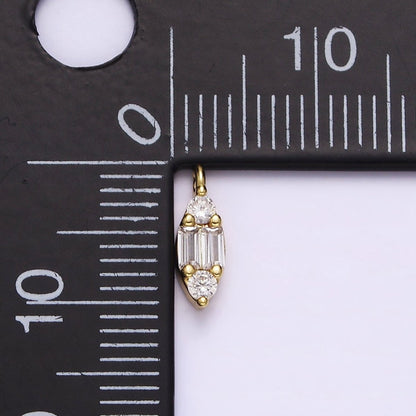 16K Gold Filled Double Baguette CZ Marquise-Shaped Mini Charm | N-969