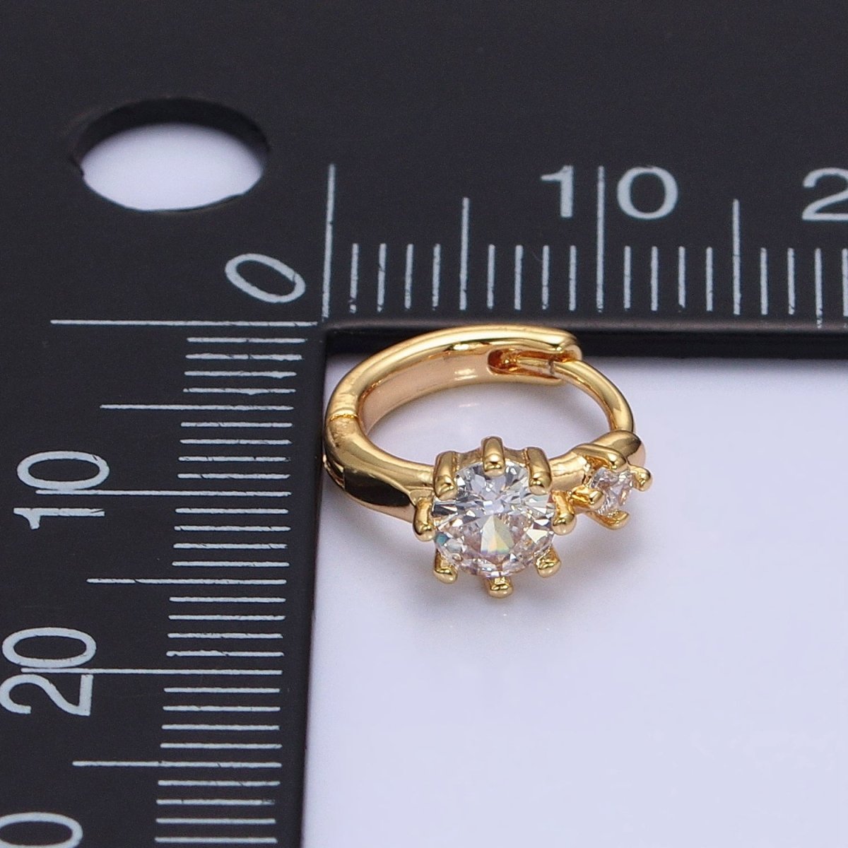 16K Gold Filled Double Round Clear CZ 11mm Cartilage Huggie Earrings in Gold &amp; Silver | AB1451 AB1452