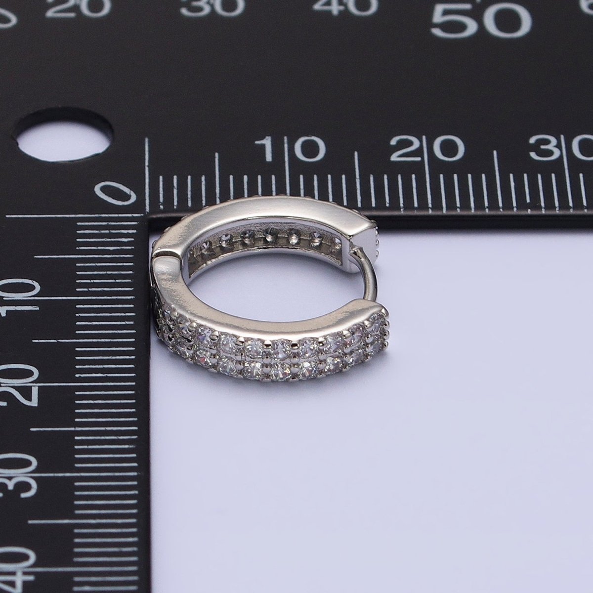 16K Gold Filled Double Sided Micro Paved CZ 16.5mm Huggie Hoop Earrings in Gold &amp; Silver | AB953 AB1546