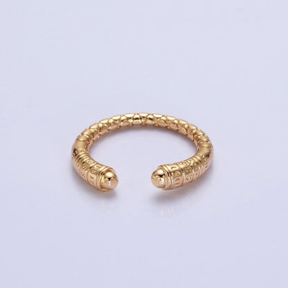 16K Gold Filled Engraved S Crescent Moon Open Adjustable Ring  in Gold &amp; Silver | O-1926 O-1927