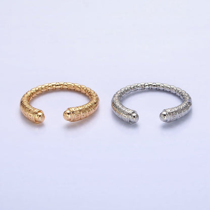 16K Gold Filled Engraved S Crescent Moon Open Adjustable Ring  in Gold &amp; Silver | O-1926 O-1927
