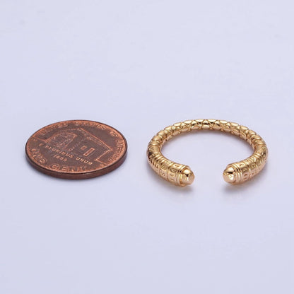 16K Gold Filled Engraved S Crescent Moon Open Adjustable Ring  in Gold &amp; Silver | O-1926 O-1927