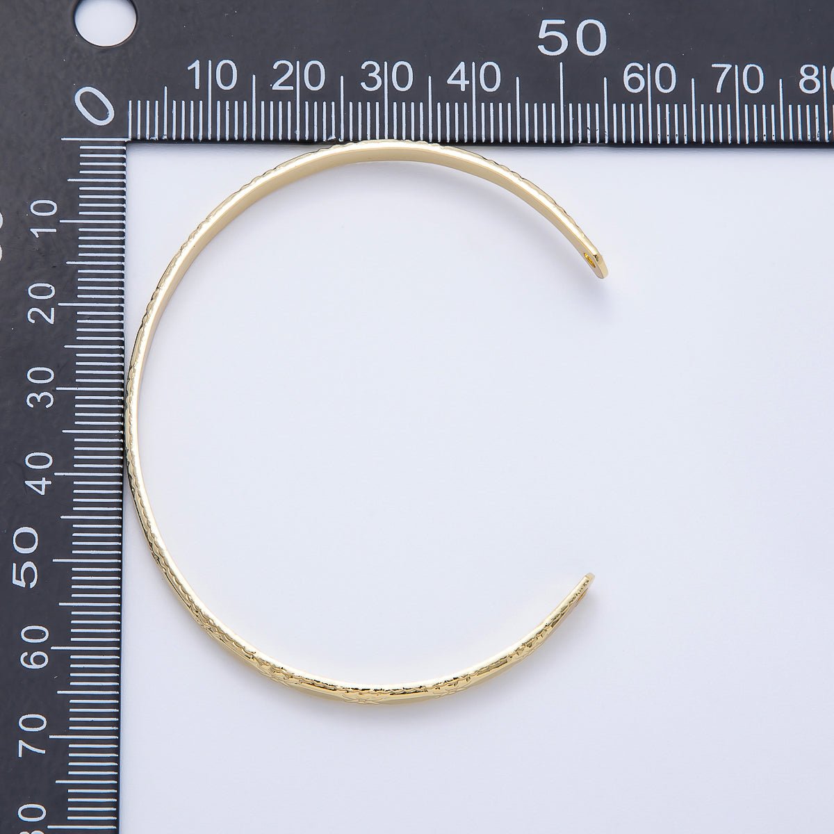16K Gold Filled 4mm Line-Textured Croissant Ribbed Half Cuff Bracelet Finding for Bangle Supply | WA-04411