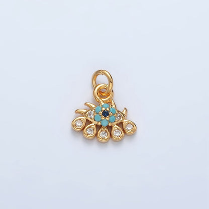 16K Gold Filled Evil Eye Turquoise CZ Teardrop Mini Charm | AG930