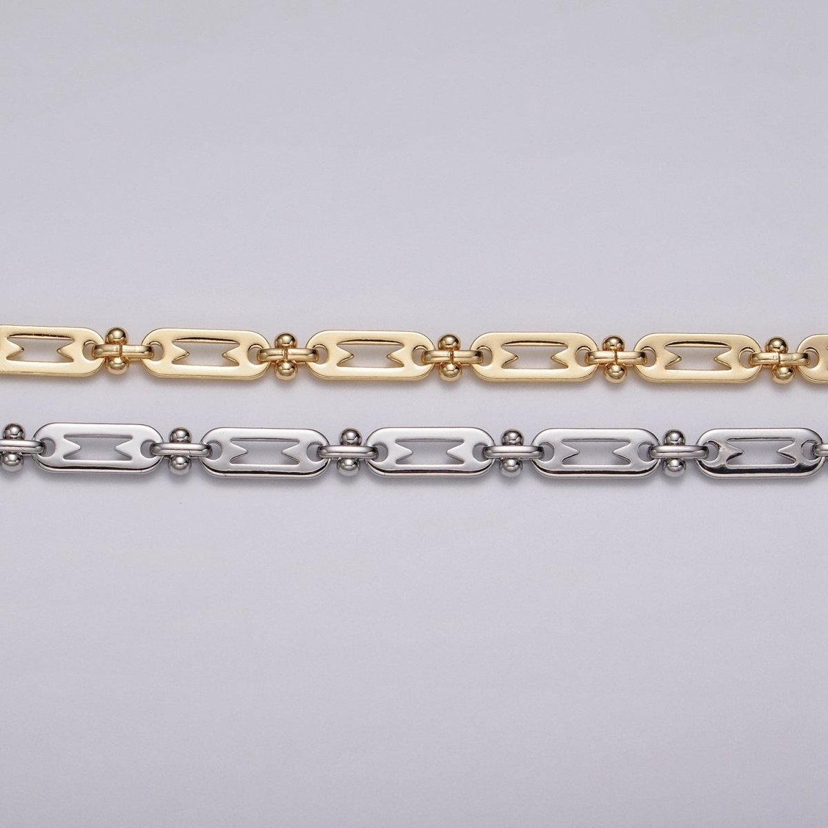 16k Gold Filled Figaro Long and Short Fancy 5mm Unfinished Chain in Gold &amp; Silver | ROLL-1163 ROLL-1164 Clearance Pricing