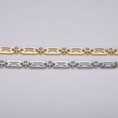 16k Gold Filled Figaro Long and Short Fancy 5mm Unfinished Chain in Gold &amp; Silver | ROLL-1163 ROLL-1164 Clearance Pricing