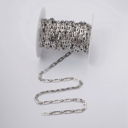 16k Gold Filled Figaro Long and Short Fancy 5mm Unfinished Chain in Gold &amp; Silver | ROLL-1163 ROLL-1164 Clearance Pricing