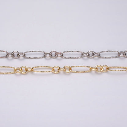 16K Gold Filled Figaro Long and Short Fancy Unfinished Chain by Yard in Gold &amp; Silver | ROLL-1215 ROLL-1216 Clearance Pricing