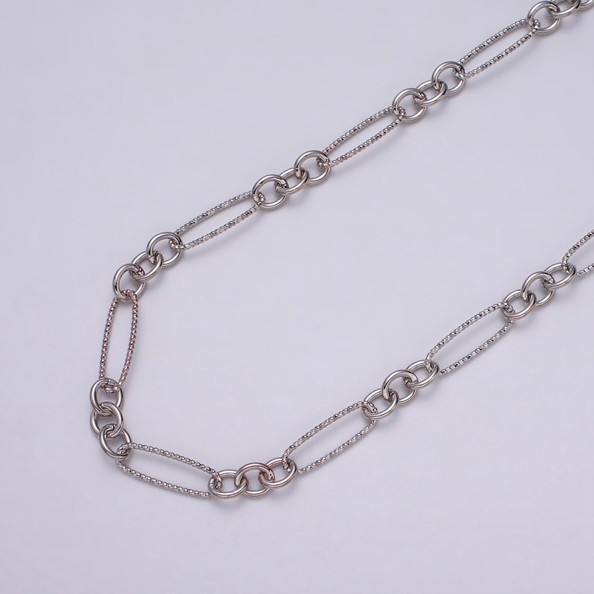16K Gold Filled Figaro Long and Short Fancy Unfinished Chain by Yard in Gold &amp; Silver | ROLL-1215 ROLL-1216 Clearance Pricing