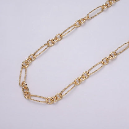 16K Gold Filled Figaro Long and Short Fancy Unfinished Chain by Yard in Gold &amp; Silver | ROLL-1215 ROLL-1216 Clearance Pricing