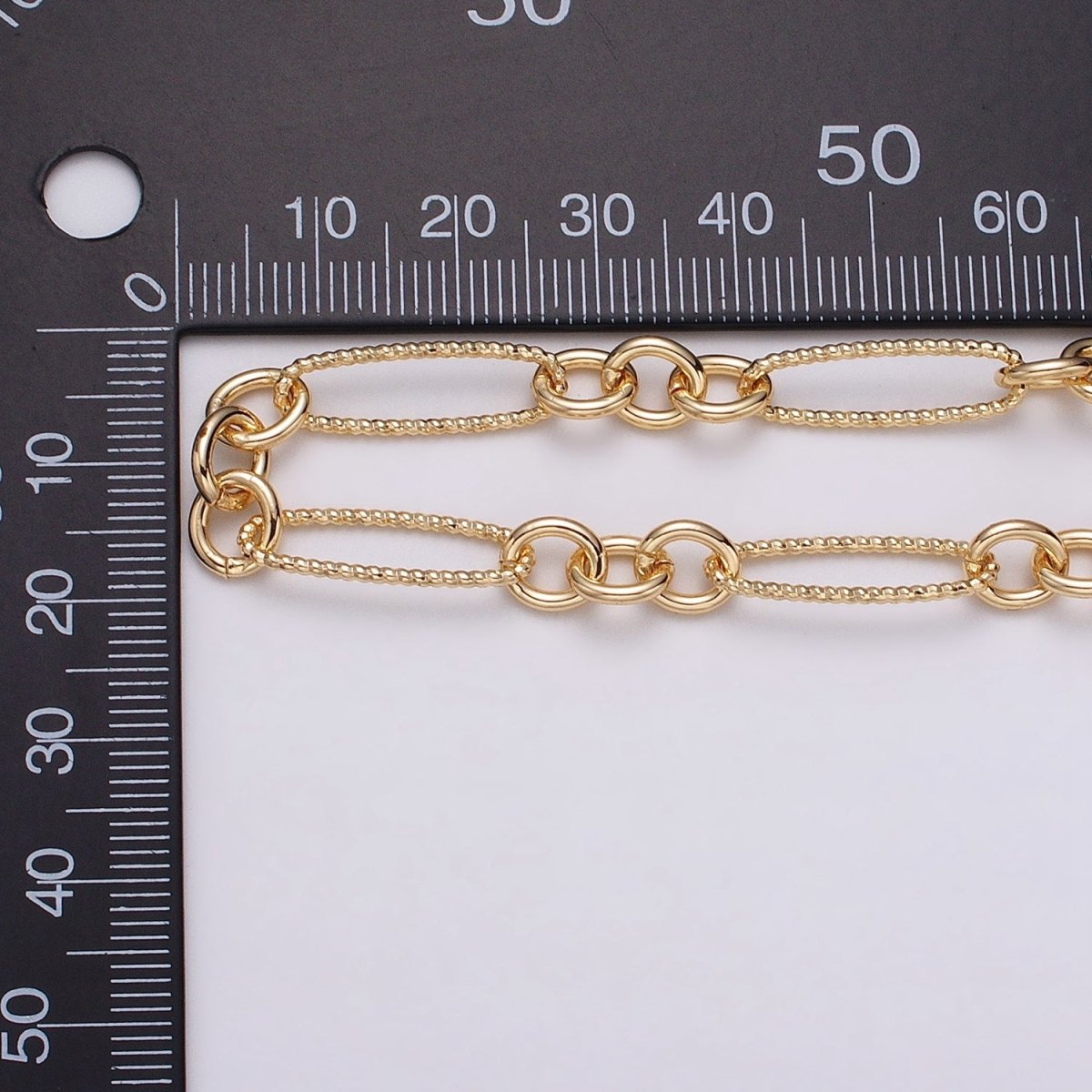 16K Gold Filled Figaro Long and Short Fancy Unfinished Chain by Yard in Gold &amp; Silver | ROLL-1215 ROLL-1216 Clearance Pricing