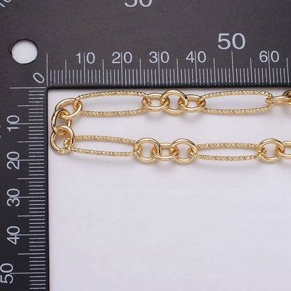 16K Gold Filled Figaro Long and Short Fancy Unfinished Chain by Yard in Gold &amp; Silver | ROLL-1215 ROLL-1216 Clearance Pricing