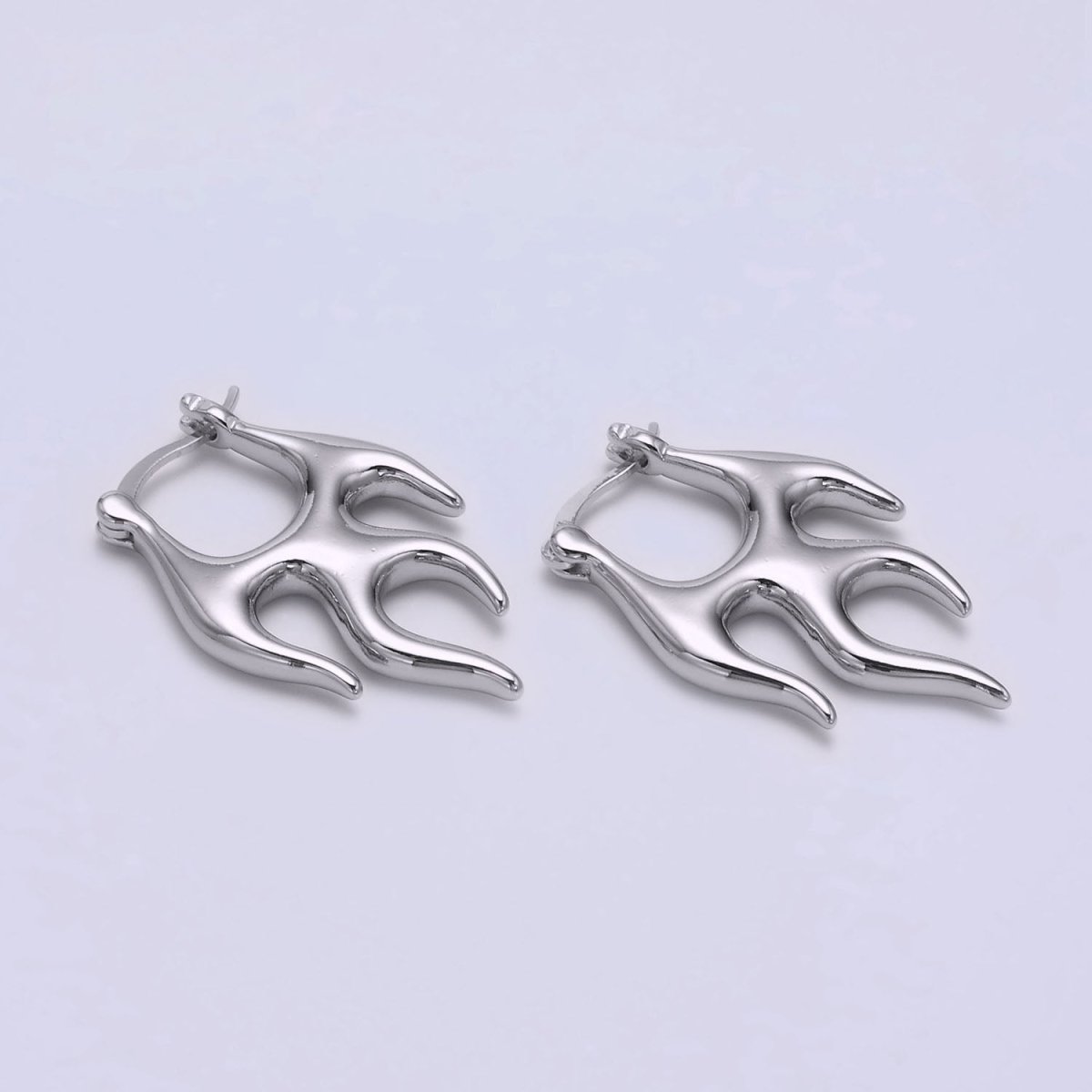 16K Gold Filled Flaming Fire Abstract Band French Lock Latch Earrings in Gold &amp; Silver | AE576 AE533