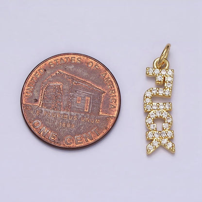 16K Gold Filled "FUCK" Script Micro Paved CZ Add-On Charm in Gold &amp; Silver | AC1329 AC1330