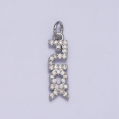 16K Gold Filled "FUCK" Script Micro Paved CZ Add-On Charm in Gold &amp; Silver | AC1329 AC1330