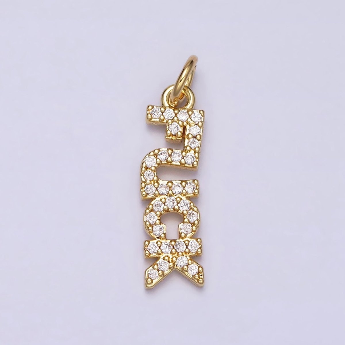 16K Gold Filled "FUCK" Script Micro Paved CZ Add-On Charm in Gold &amp; Silver | AC1329 AC1330