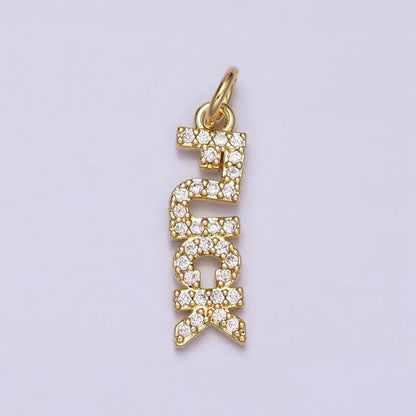 16K Gold Filled "FUCK" Script Micro Paved CZ Add-On Charm in Gold &amp; Silver | AC1329 AC1330