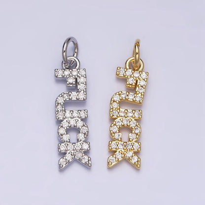 16K Gold Filled "FUCK" Script Micro Paved CZ Add-On Charm in Gold &amp; Silver | AC1329 AC1330