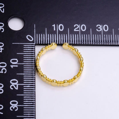 16K Gold Filled Geometric Abstract Band Ring, Minimalist Oval Stacking Ring, Shiny Statement Adjustable Ring U-428