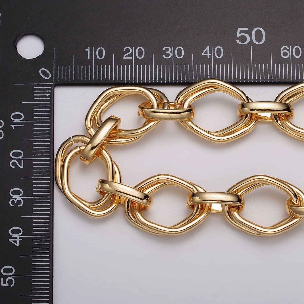 16k Gold Plated Geometric Hexagonal Link Unfinished Chain in Gold &amp; Silver | ROLL-1151 ROLL-1152 Clearance Pricing
