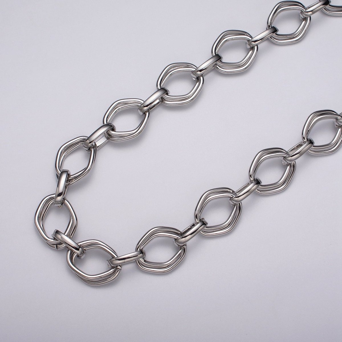 16k Gold Plated Geometric Hexagonal Link Unfinished Chain in Gold &amp; Silver | ROLL-1151 ROLL-1152 Clearance Pricing
