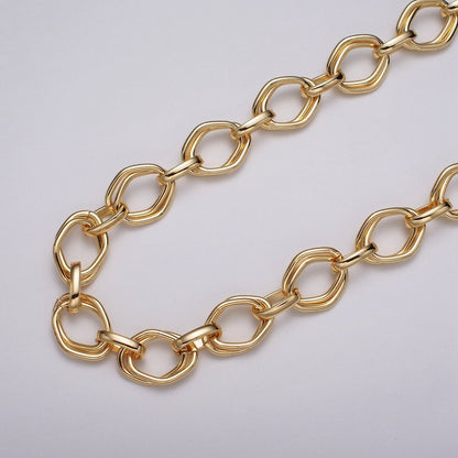 16k Gold Plated Geometric Hexagonal Link Unfinished Chain in Gold &amp; Silver | ROLL-1151 ROLL-1152 Clearance Pricing