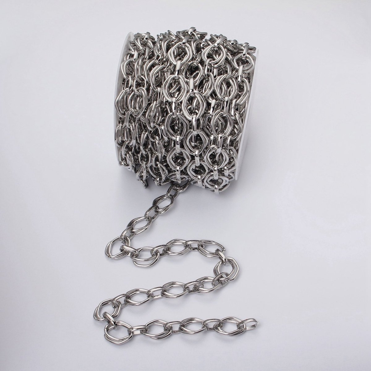 16k Gold Plated Geometric Hexagonal Link Unfinished Chain in Gold &amp; Silver | ROLL-1151 ROLL-1152 Clearance Pricing