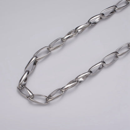16k Gold Filled Geometric Twist Curved PaperClip Unfinished Chain by Yard in Gold &amp; Silver | ROLL-1169 ROLL-1170 Clearance Pricing