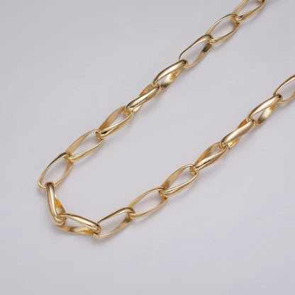 16k Gold Filled Geometric Twist Curved PaperClip Unfinished Chain by Yard in Gold &amp; Silver | ROLL-1169 ROLL-1170 Clearance Pricing