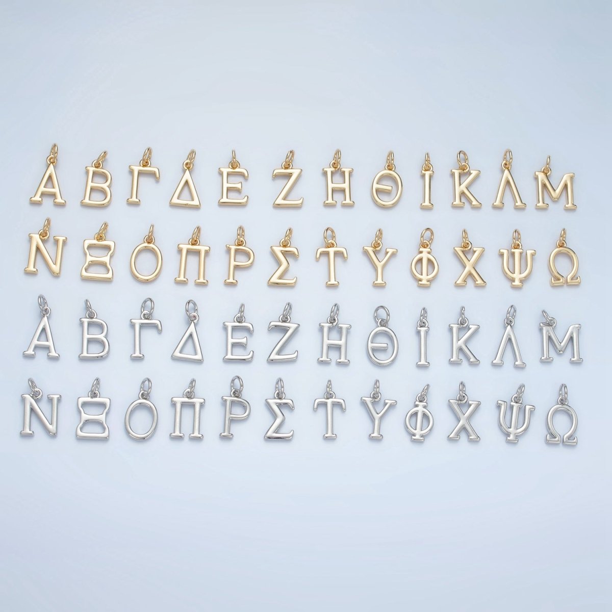 16K Gold Filled Greek Alphabet Personalized Charm in Gold &amp; Silver | A1271 - A1294