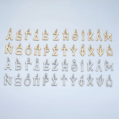 16K Gold Filled Greek Alphabet Personalized Charm in Gold &amp; Silver | A1271 - A1294
