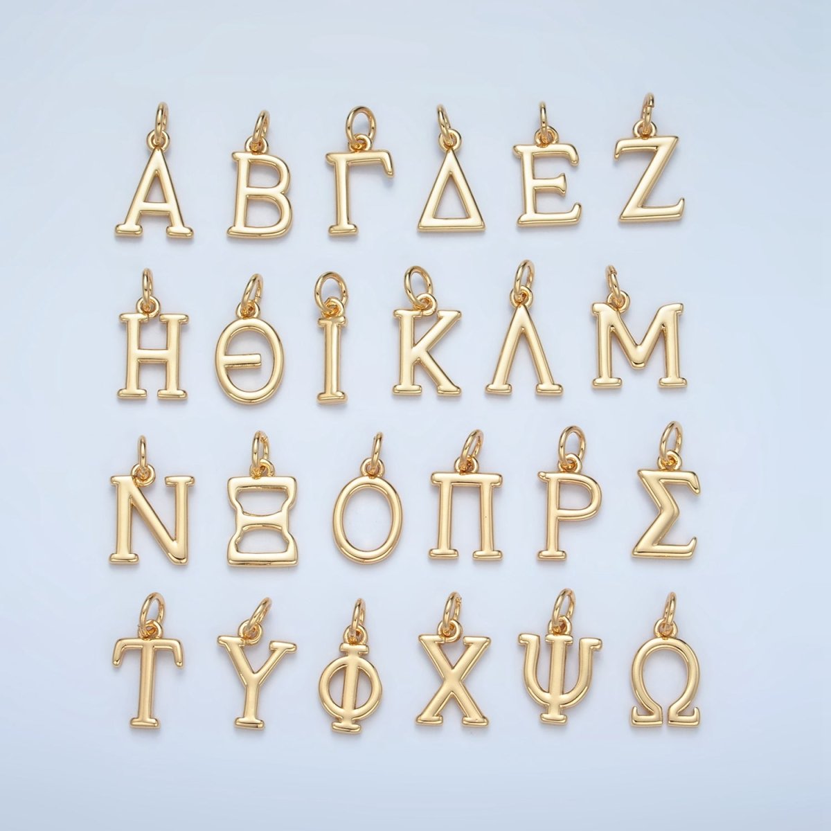 16K Gold Filled Greek Alphabet Personalized Charm in Gold &amp; Silver | A1271 - A1294