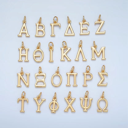 16K Gold Filled Greek Alphabet Personalized Charm in Gold &amp; Silver | A1271 - A1294
