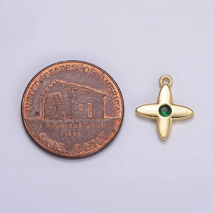 16K Gold Filled Green, Clear CZ Flower Star Add-On Charm | N948 N949