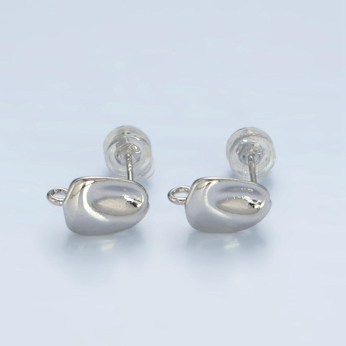 16K Gold Filled Hammered Bar Open Loop Stud Earrings Findings in Gold &amp; Silver | Z840 Z841
