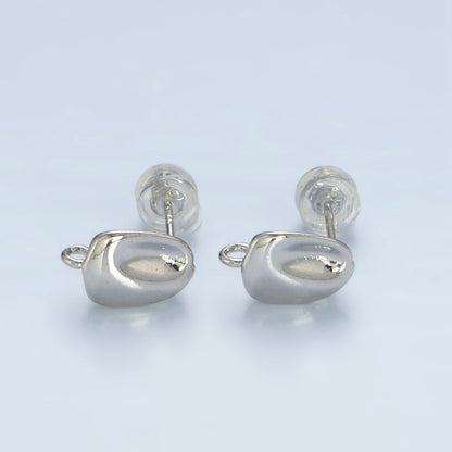 16K Gold Filled Hammered Bar Open Loop Stud Earrings Findings in Gold &amp; Silver | Z840 Z841